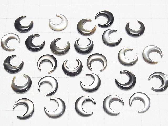 Hochwertige schwarze Muschel (Schwarzlippenauster) AAA Mondmotiv 12x11mm 4 Stück