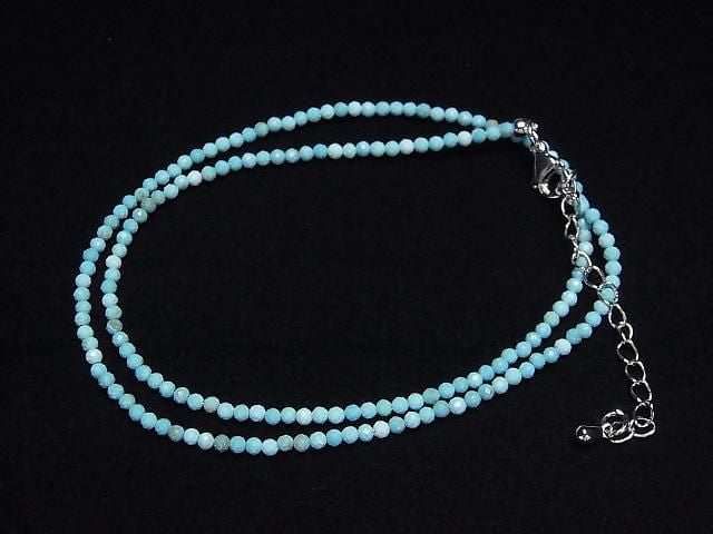 High Quality! Magnesite Turquoise Faceted Round 2mm Necklace