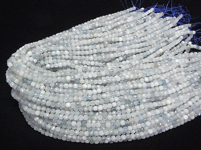 Hochwertig! Beryl Mix (Multicolor Aquamarin) AA Würfelform 4x4x4mm 1Strang Perlen (ca. 15 Zoll/36 cm)