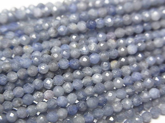 高品質!斯里蘭卡藍寶石 AA 刻面圓珠 2mm 1串(約15英吋/37公分)