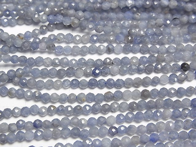 高品質!斯里蘭卡藍寶石 AA 刻面圓珠 2mm 1串(約15英吋/37公分)