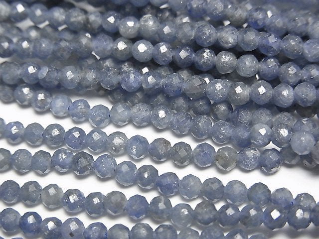 高品質!藍寶石 AA+ 刻面圓珠 3mm 半串或 1 串珠(約 15 英寸/37 厘米)