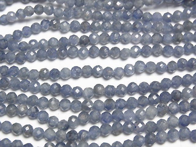 高品質!藍寶石 AA+ 刻面圓珠 3mm 半串或 1 串珠(約 15 英寸/37 厘米)