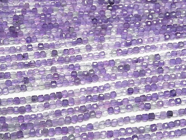 Hochwertig! Mehrfarbiger Fluorit AAA Würfelform 2.5x2.5x2.5mm 1Strang Perlen (ca. 15inch/37cm)