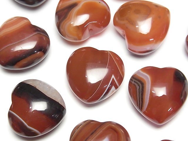 Carnelian, Sardonyx Half Drilled Hole Heart 19x20mm 2pcs