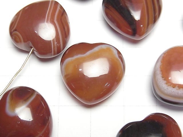 Carnelian, Sardonyx Half Drilled Hole Heart 19x20mm 2pcs