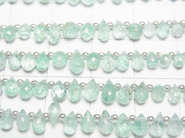 High Quality Emerald AAA- Drop Faceted Briolette half or 1strand beads (aprx.7inch/17cm)