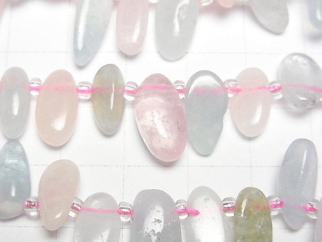 Beryl Mix (Multicolor Aquamarine) AA++ Nugget Top Side Drilled Hole 1strand beads (aprx.15inch/36cm)