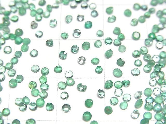 尚比亞高質量祖母綠AAA - 裸石 圓形刻面 1.75x1.75毫米 10顆