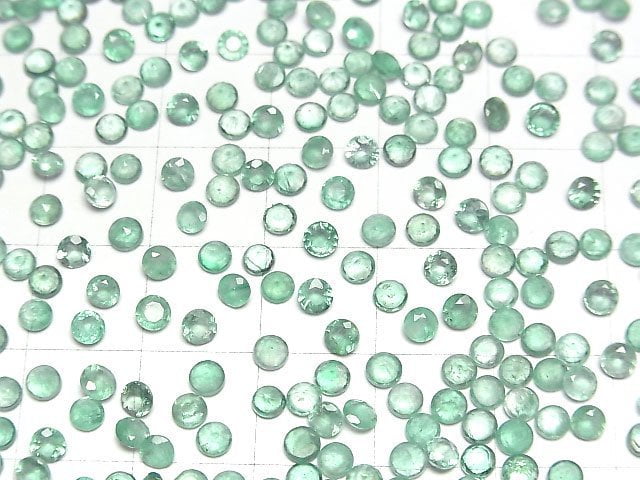 Zambia Hochwertiger Smaragd AA++ Lose Steine Rund Facettiert 3x3mm 3 Stück