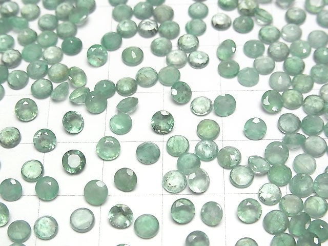 Zambia Hochwertiger Smaragd AA+ Lose Steine Rund Facettiert 4x4mm 2 Stück