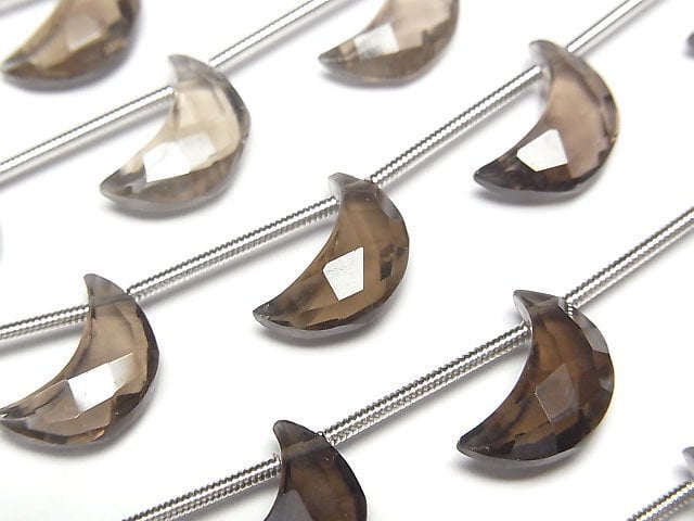 高品質煙晶 AAA - 新月形 12x8mm 半串或 1 串珠子 (6 顆)