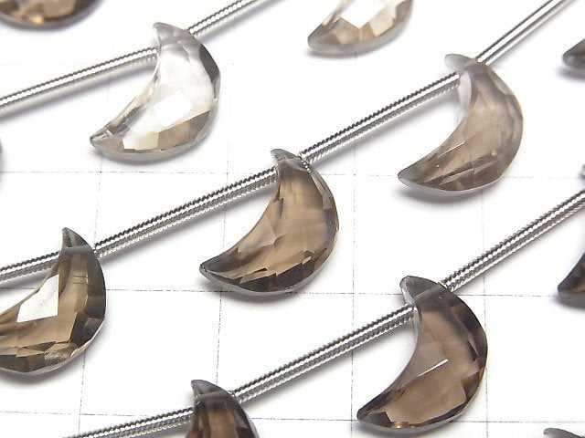 高品質煙晶 AAA - 新月形 12x8mm 半串或 1 串珠子 (6 顆)
