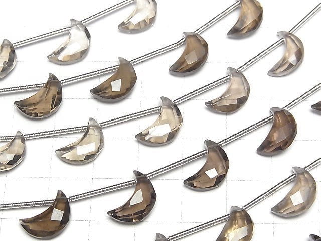 Hochwertiger rauchiger Quarz AAA- Halbmondform 12x8mm halb oder 1Strang Perlen (6 Stück)