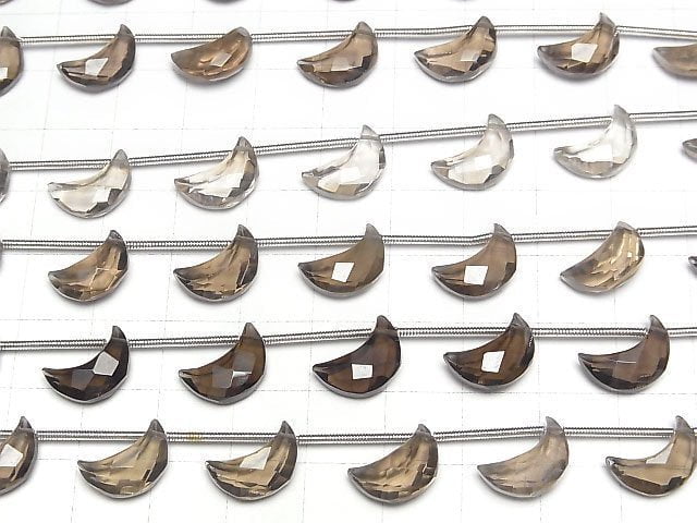 Hochwertiger rauchiger Quarz AAA- Halbmondform 12x8mm halb oder 1Strang Perlen (6 Stück)