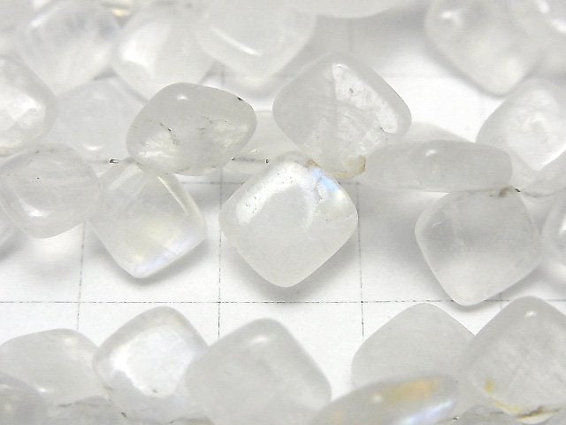 高品質彩虹月光石 AA++ 鑽石刻面(平滑)半串或 1 串珠子 (約 7 英寸/18 公分)
