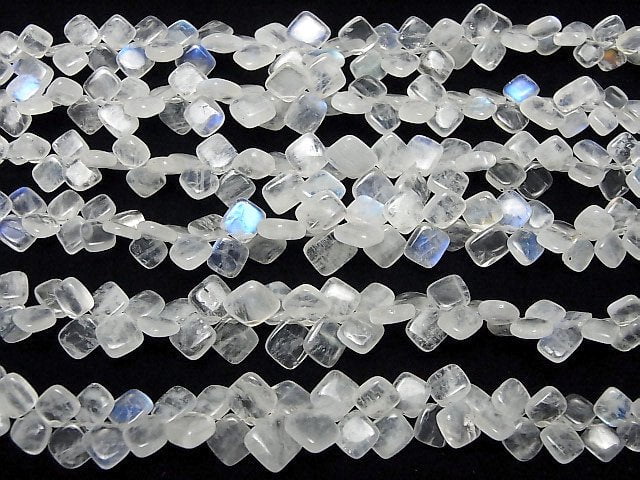 Hochwertig! Regenbogen-Mondstein AA++ Diamant (glatt) halb oder 1Strang Perlen (ca. 7inch/18cm)