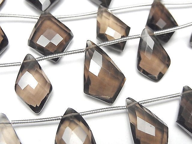 高品質煙燻石英 AAA - 異形鑽石形狀 1 串珠(8 顆)
