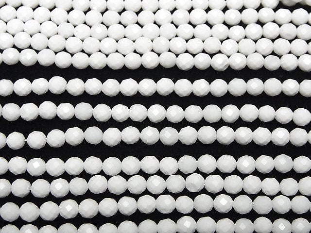 High Quality! White Onyx AAA- Faceted Round 4mm 1strand beads (aprx.15inch/37cm)