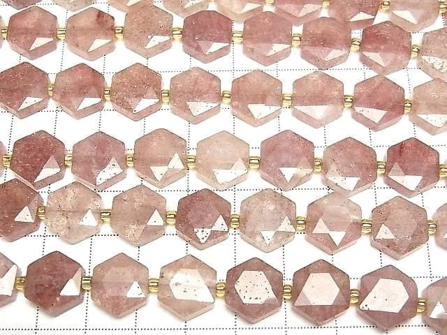 Rosa Epidot AA+ Sechseckschliff 12x13mm 1Strang Perlen (ca. 15Zoll/36cm)