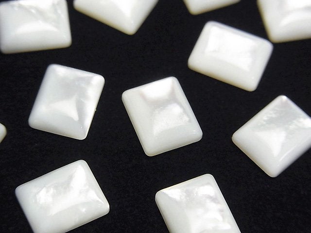 高品質白色貝殼(銀唇牡蠣)AAA 長方形素面刻面 10x8mm 4顆