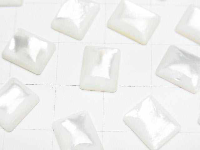 高品質白色貝殼(銀唇牡蠣)AAA 長方形素面刻面 10x8mm 4顆
