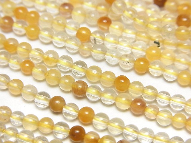 黃赤鐵石英圓珠 3毫米 1串 (約15英吋/37厘米)