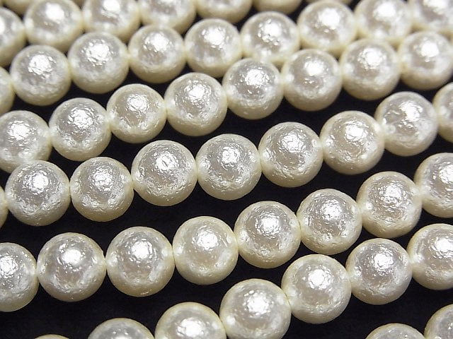 貝殼珠 (仿珍珠) 米白圓形 6mm 1串 (約15英吋/38公分)