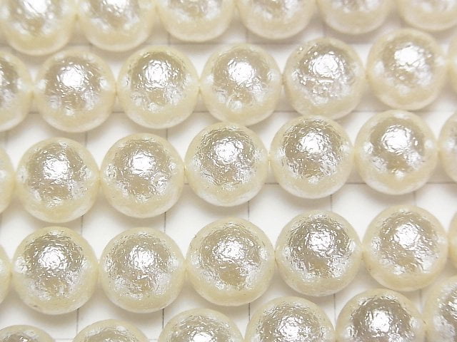 貝殼珠 (糖果珠) 米白色 圓形 10mm 1串 (約15英吋/38公分)