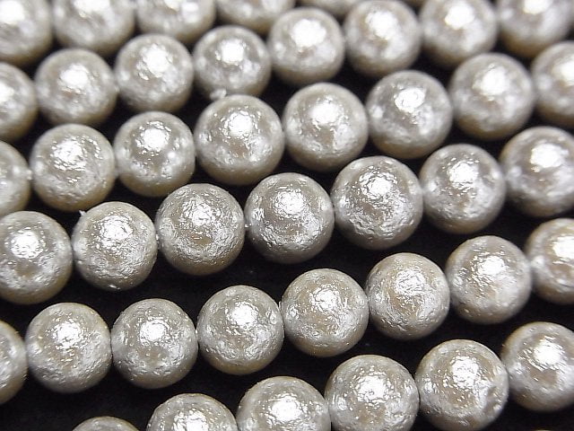 貝殼珍珠(糖珠)銀色圓珠 6mm 一串(約15英吋/38公分)
