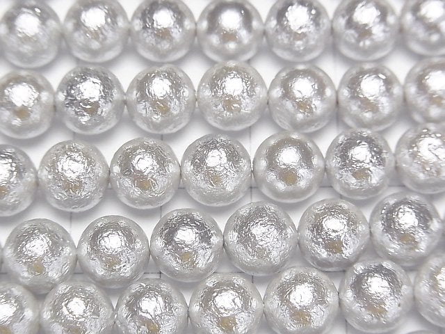 貝珠 (糖果珠) 銀色圓形 8mm 1串珠 (約15英吋/38公分)