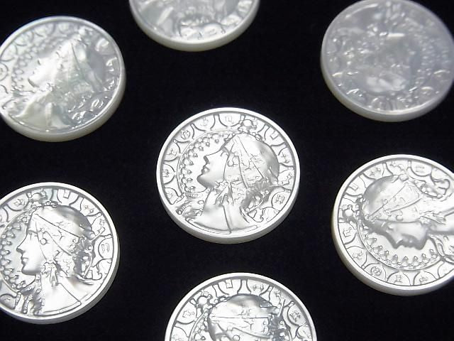 高品質白蝶貝(銀唇蠔)AAA 十二生肖 未鑽孔 錢幣形 15x15mm 1顆