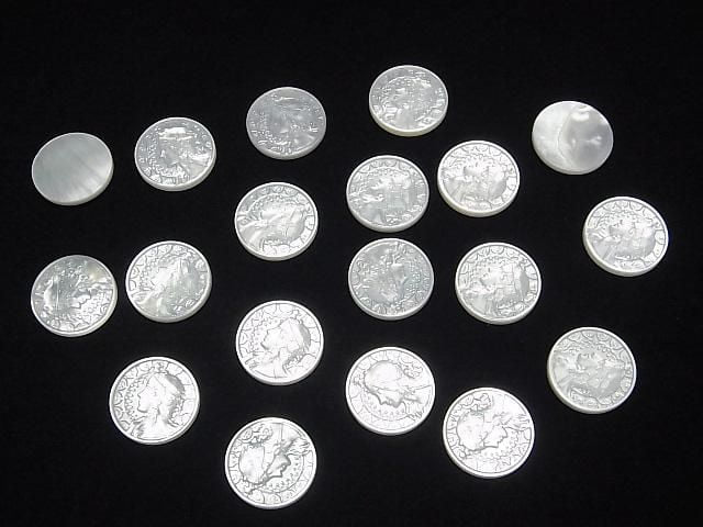 高品質白蝶貝(銀唇蠔)AAA 十二生肖 未鑽孔 錢幣形 15x15mm 1顆