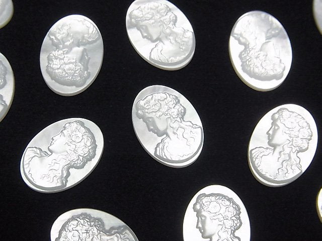 高品質白碟貝(銀唇蠔)AAA 女士雕刻未鑽孔橢圓形錢幣 14x10mm 1件