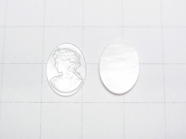 高品質白碟貝(銀唇蠔)AAA 女士雕刻未鑽孔橢圓形錢幣 14x10mm 1件