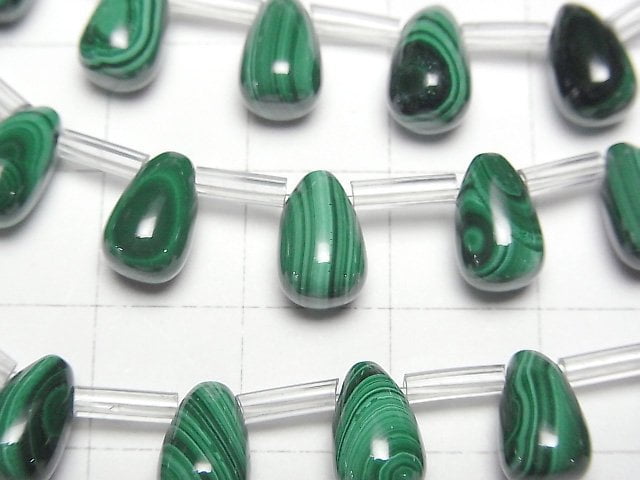 Malachite AAA Drop (Smooth) 9x6mm 1strand beads (aprx.7inch/18cm)