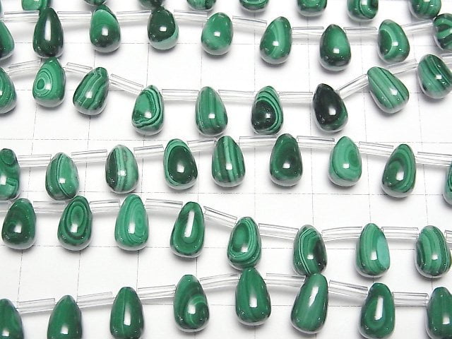 Malachite AAA Drop (Smooth) 9x6mm 1strand beads (aprx.7inch/18cm)