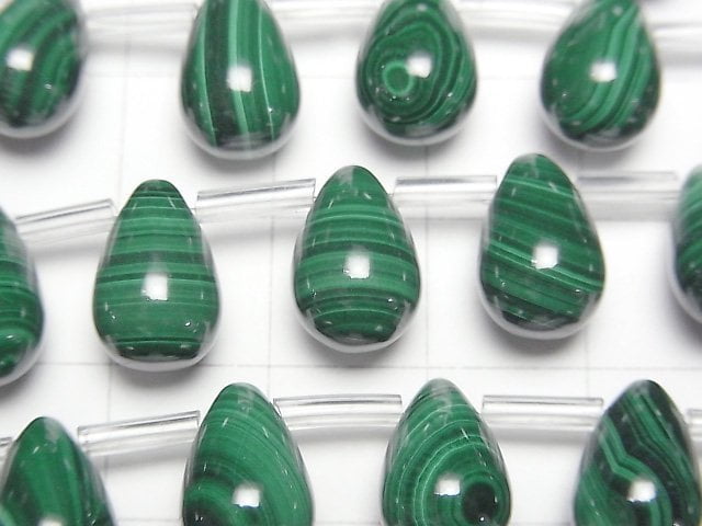 Malachite AAA Drop (Smooth) 12x8mm half or 1strand beads (aprx.7inch/18cm)