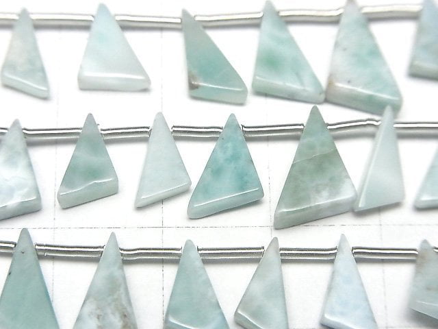 Larimar Pectolite AA++ Flat Triangle half or 1strand beads (aprx.7inch/17cm)