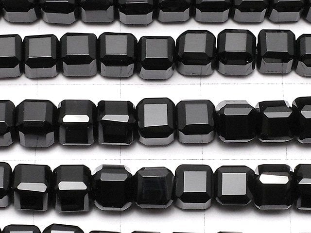 高品質!縞瑪瑙方塊形 5x5x5公釐 半串或一串珠子 (約14英寸/34公分)