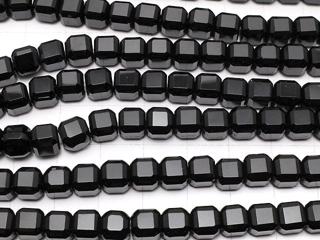 Hochwertige! Onyx Würfelform 6.5x6.5x6.5mm halb oder 1Strang Perlen (ca. 14Zoll/34cm)