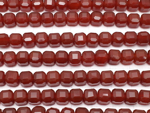 Hochwertige! Rote Achat AAA Würfelform 7x7x7mm halb oder 1Strang Perlen (ca. 15Zoll/36cm)