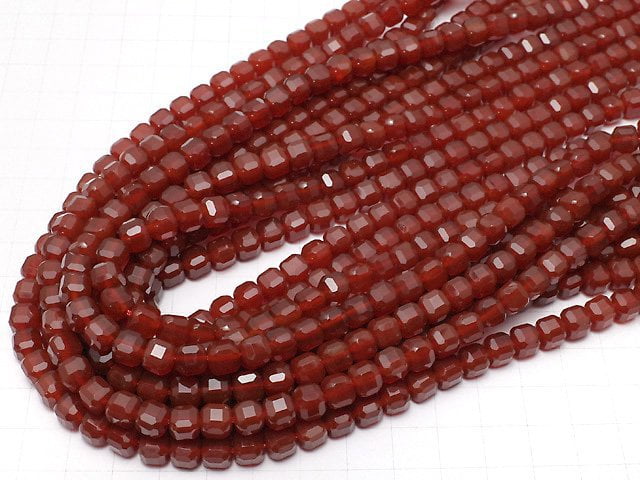 Hochwertige! Rote Achat AAA Würfelform 7x7x7mm halb oder 1Strang Perlen (ca. 15Zoll/36cm)