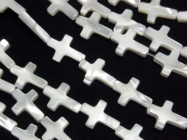 Perlmutt MOP Weißes Kreuz 15x10mm 1Strang Perlen (ca. 15 Zoll/36 cm)