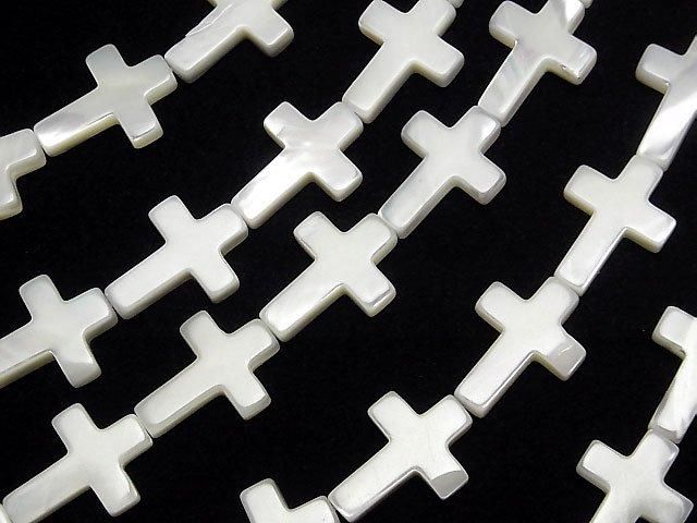 Mother of Pearl MOP White Cross 18x13mm 1strand beads (approx. 15 inches/36 cm)