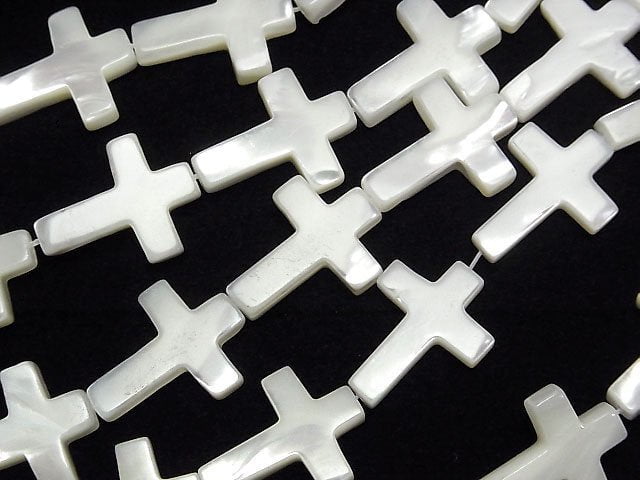 Perlmutt MOP Weißes Kreuz 20x15mm 1Strang Perlen (ca. 15 Zoll/38 cm)