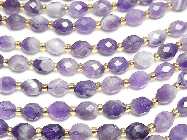 Hochwertig! Gemischte Amethyst facettierte Reiskörner 7x6x6mm 1Strang Perlen (ca. 15 Zoll/36 cm)