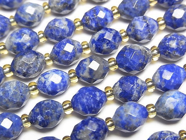 高品質!青金石 AA 刻面米珠 7x6x6mm 1串(約14英寸/34公分)