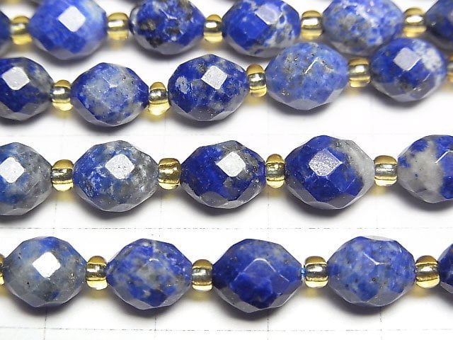 高品質!青金石 AA 刻面米珠 7x6x6mm 1串(約14英寸/34公分)