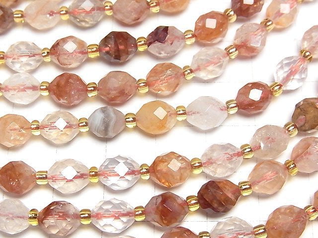 Hochwertig! Roter Hämatit-Quarz facettierte Reiskörner 8x6.5x6.5mm halb oder 1Strang Perlen (ca. 14 Zoll/34 cm)
